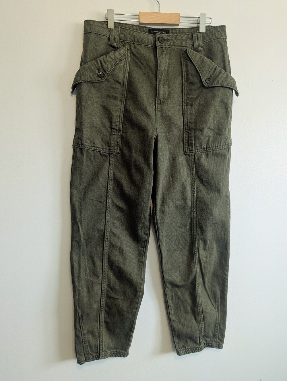 Banana Republic Olive Green Utility Cargo Pants 100% Cotton 8